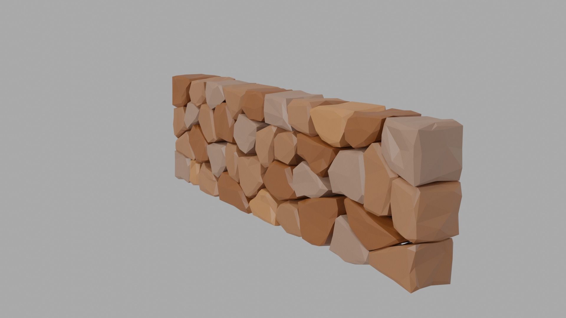 Stone Wall Low-poly 3D model_8