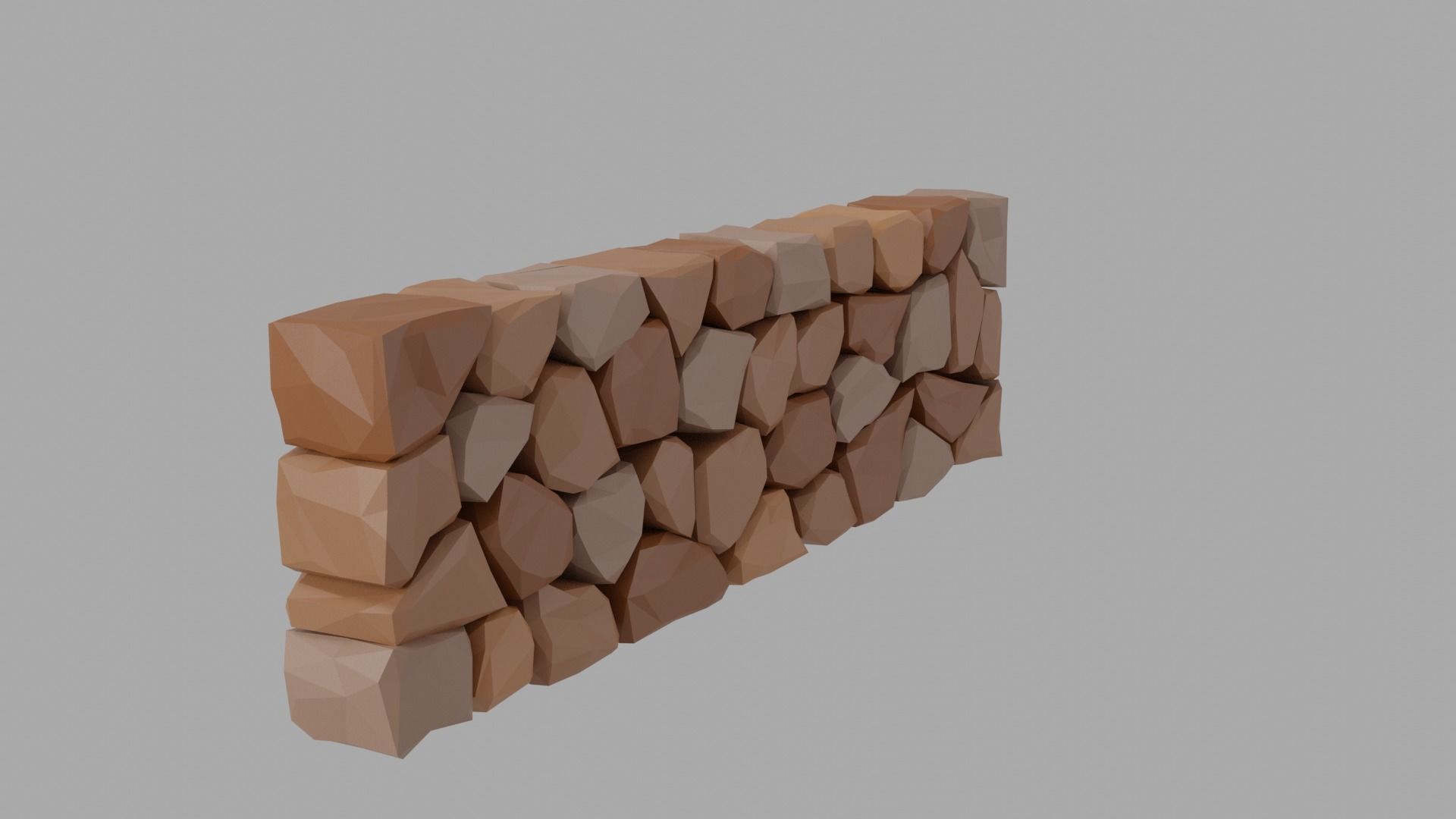 Stone Wall Low-poly 3D model_14