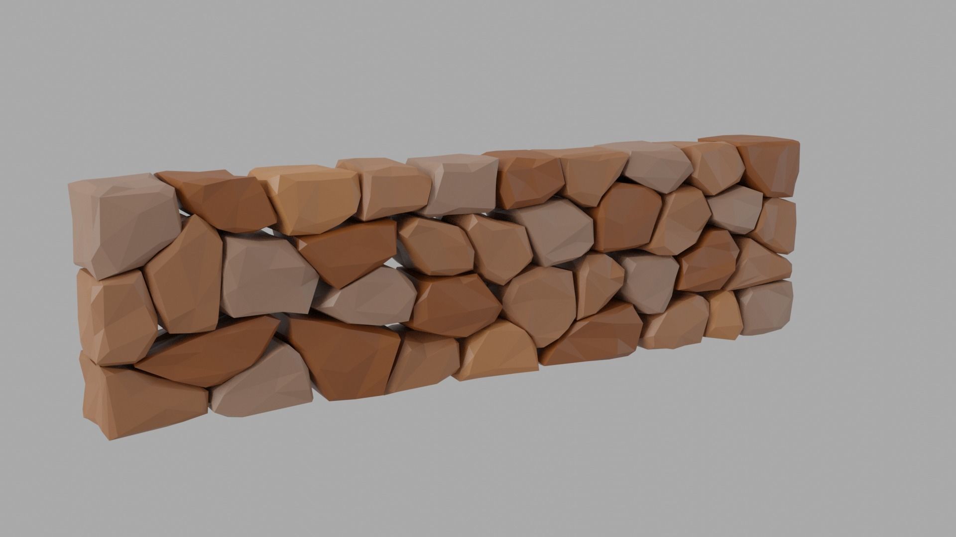 Stone Wall Low-poly 3D model_1