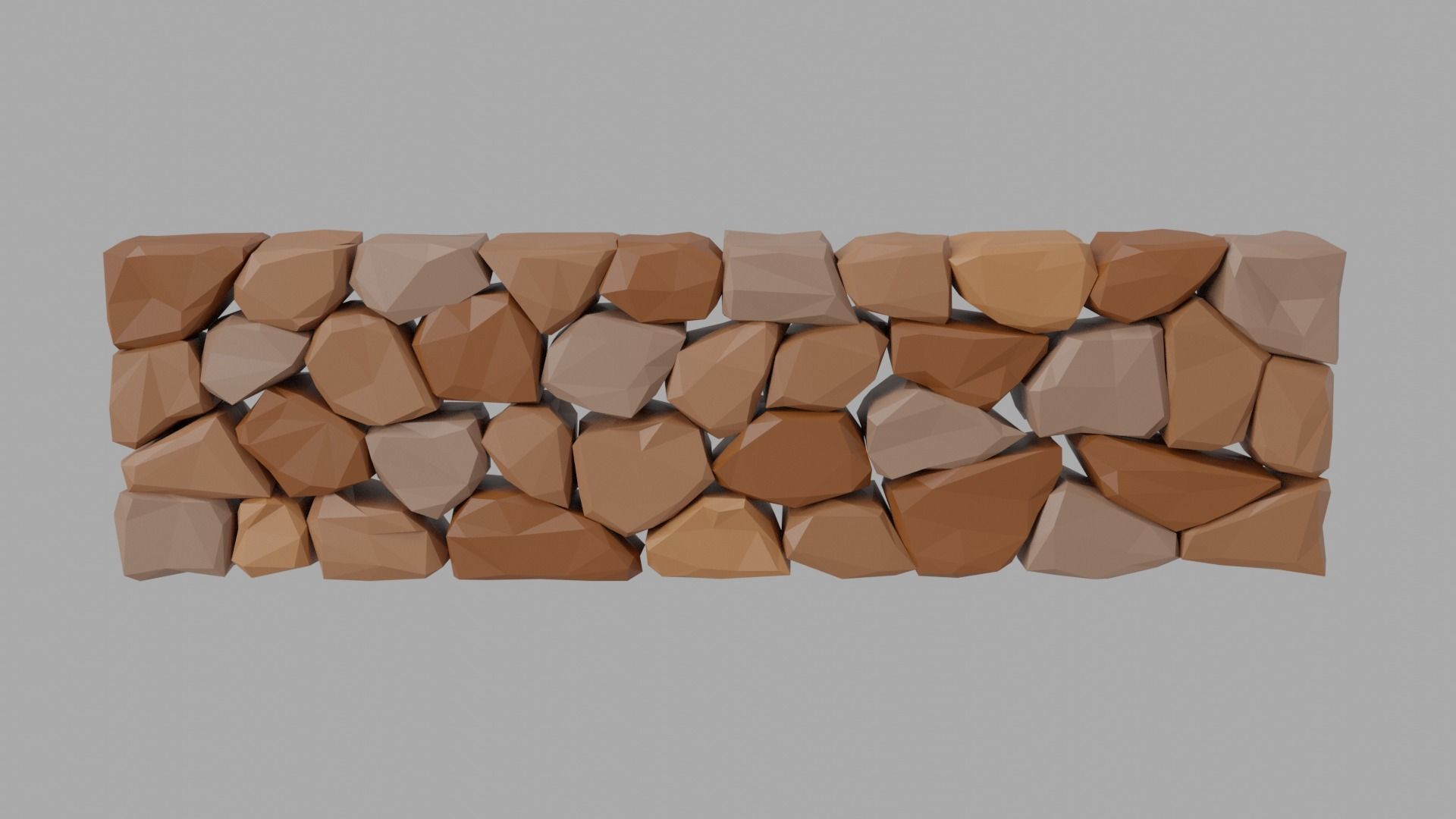 Stone Wall Low-poly 3D model_2