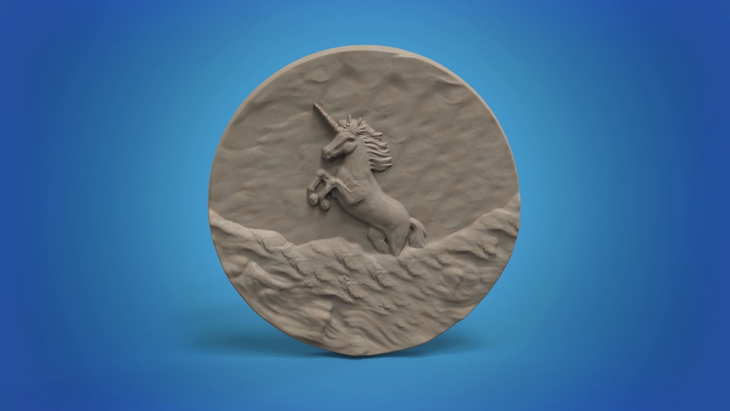 unicorn panno  art  STL model for CNC router and  3D printing 3D print model_1