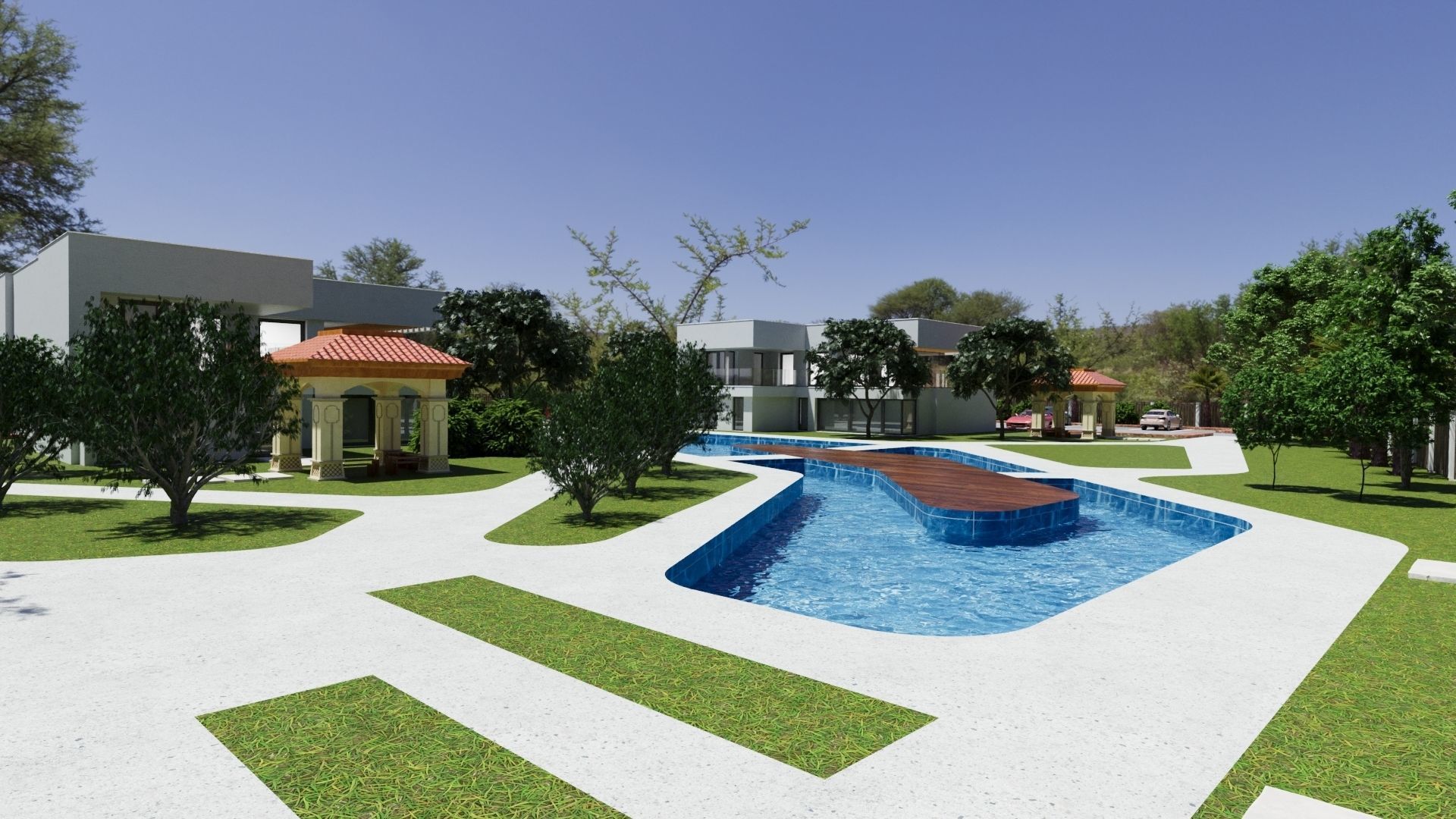 Modern Residential and motel complex 3D model_2