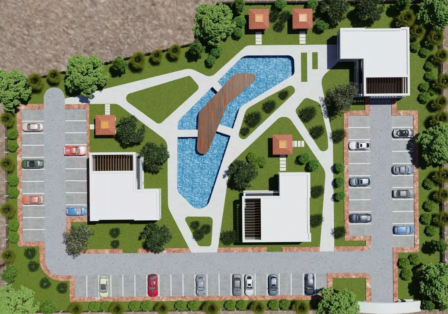 Modern Residential and motel complex 3D model_0