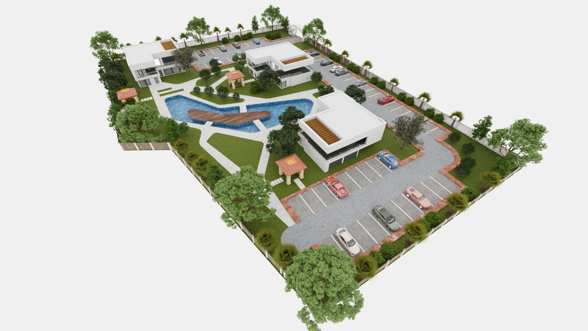 Modern Residential and motel complex 3D model_4