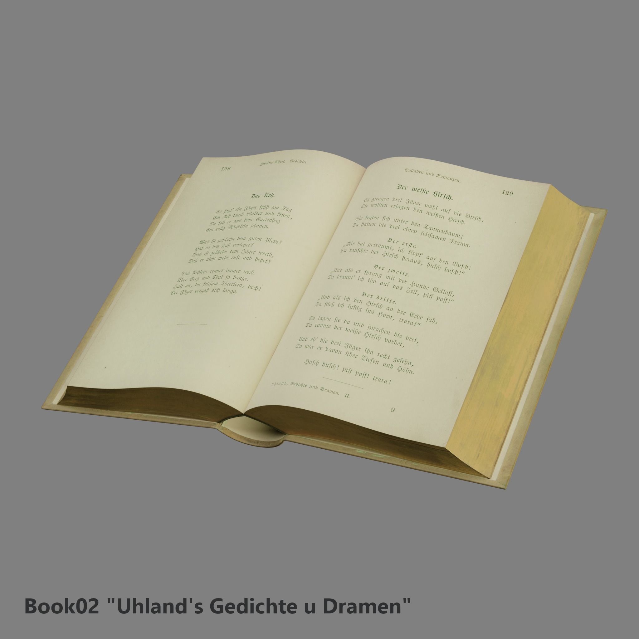 3 Worn Ancient Books - closed and opened Low-poly 3D model_14