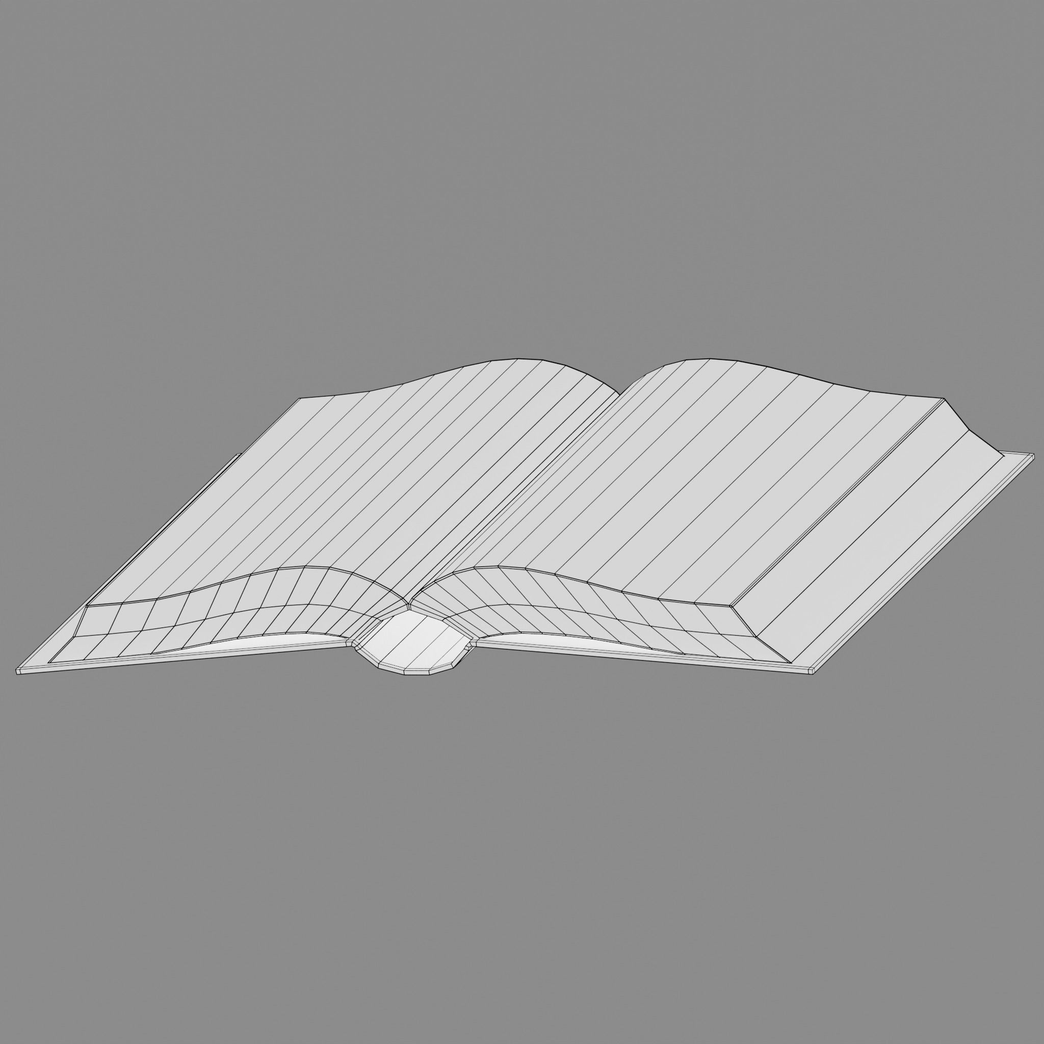 3 Worn Ancient Books - closed and opened Low-poly 3D model_23