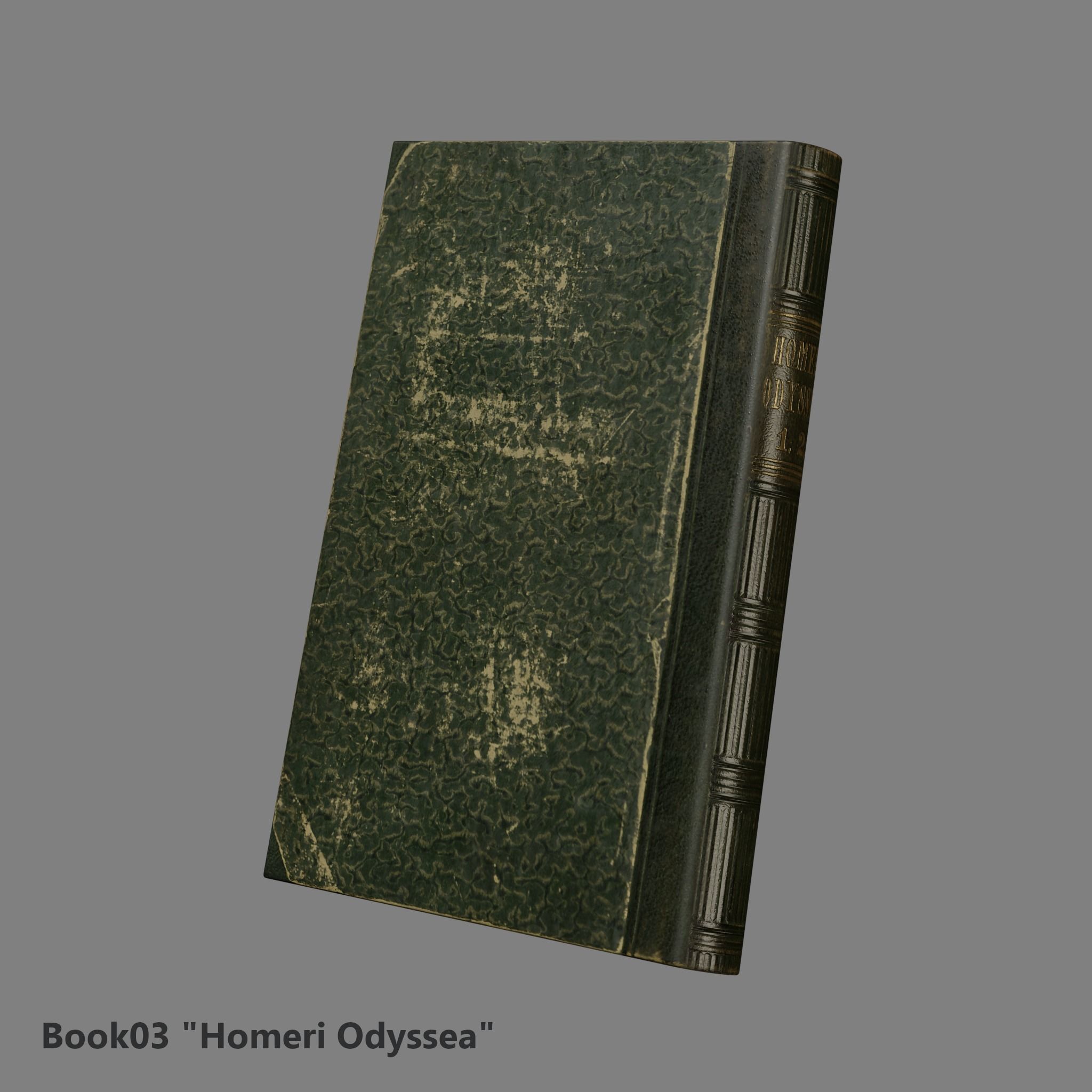 3 Worn Ancient Books - closed and opened Low-poly 3D model_16