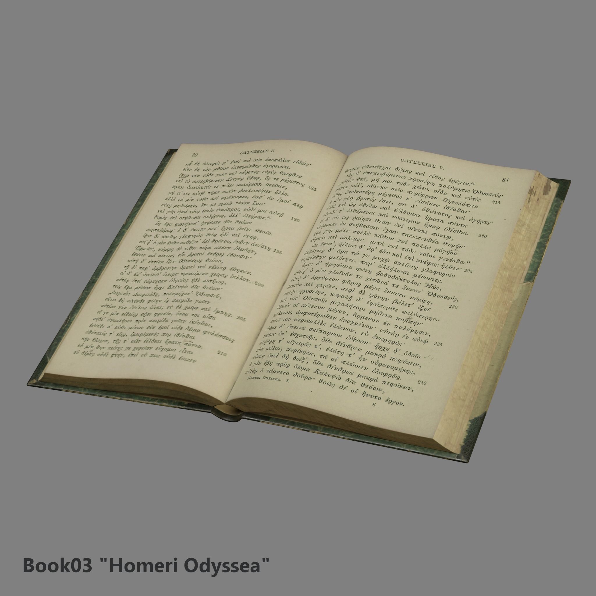 3 Worn Ancient Books - closed and opened Low-poly 3D model_17