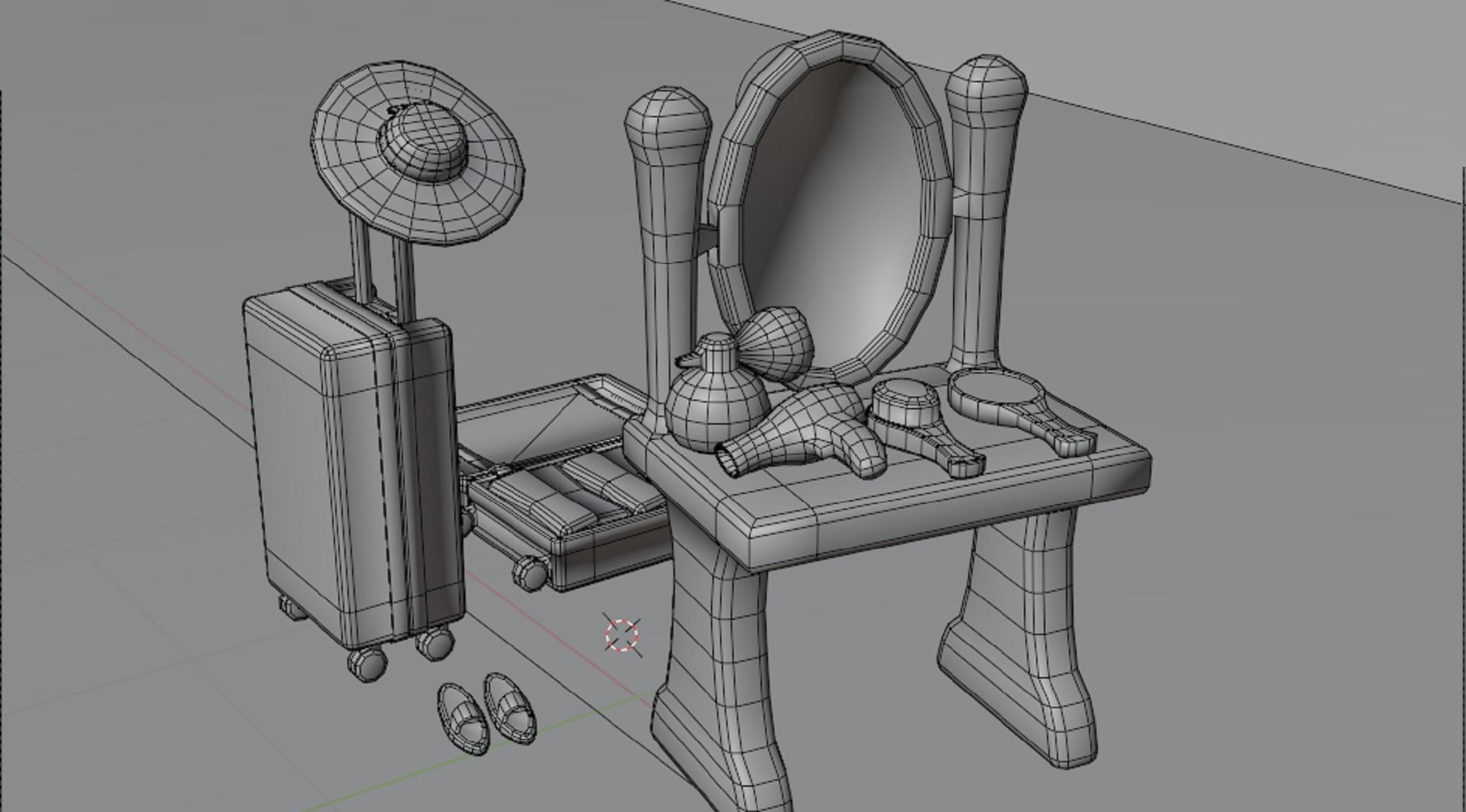 Pink Dollhouse Stuff Low-poly 3D model_2