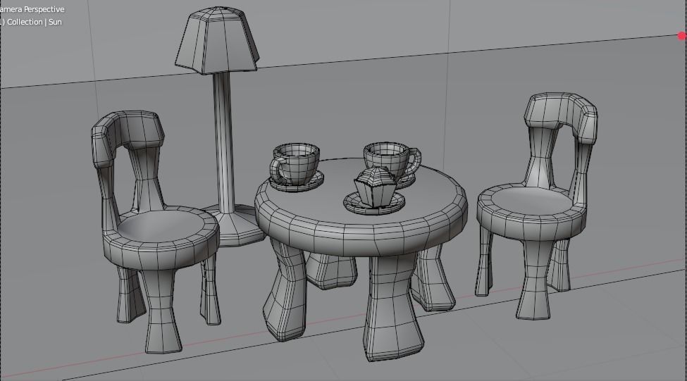 Pink Dollhouse Stuff Low-poly 3D model_4