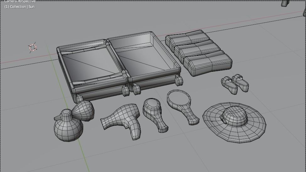 Pink Dollhouse Stuff Low-poly 3D model_6