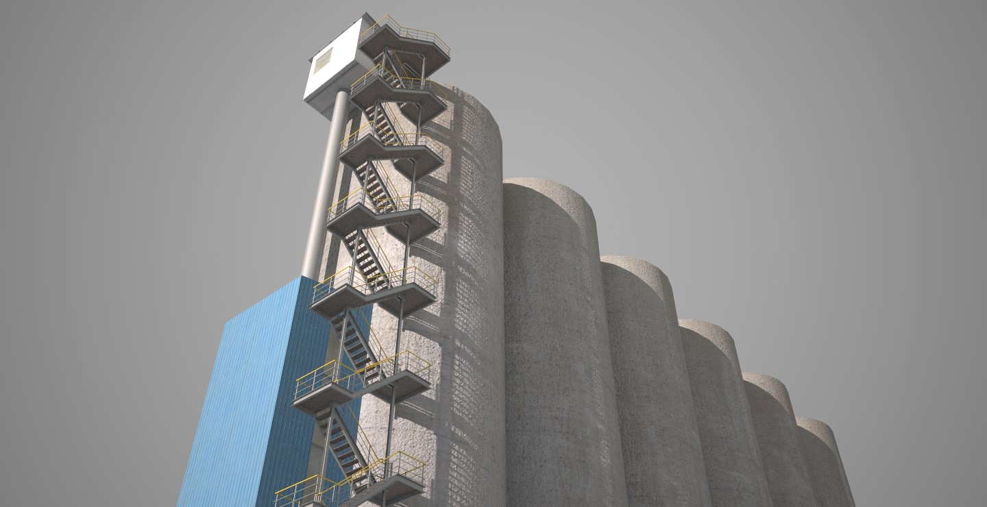 Grain silos - 01 3D model_9
