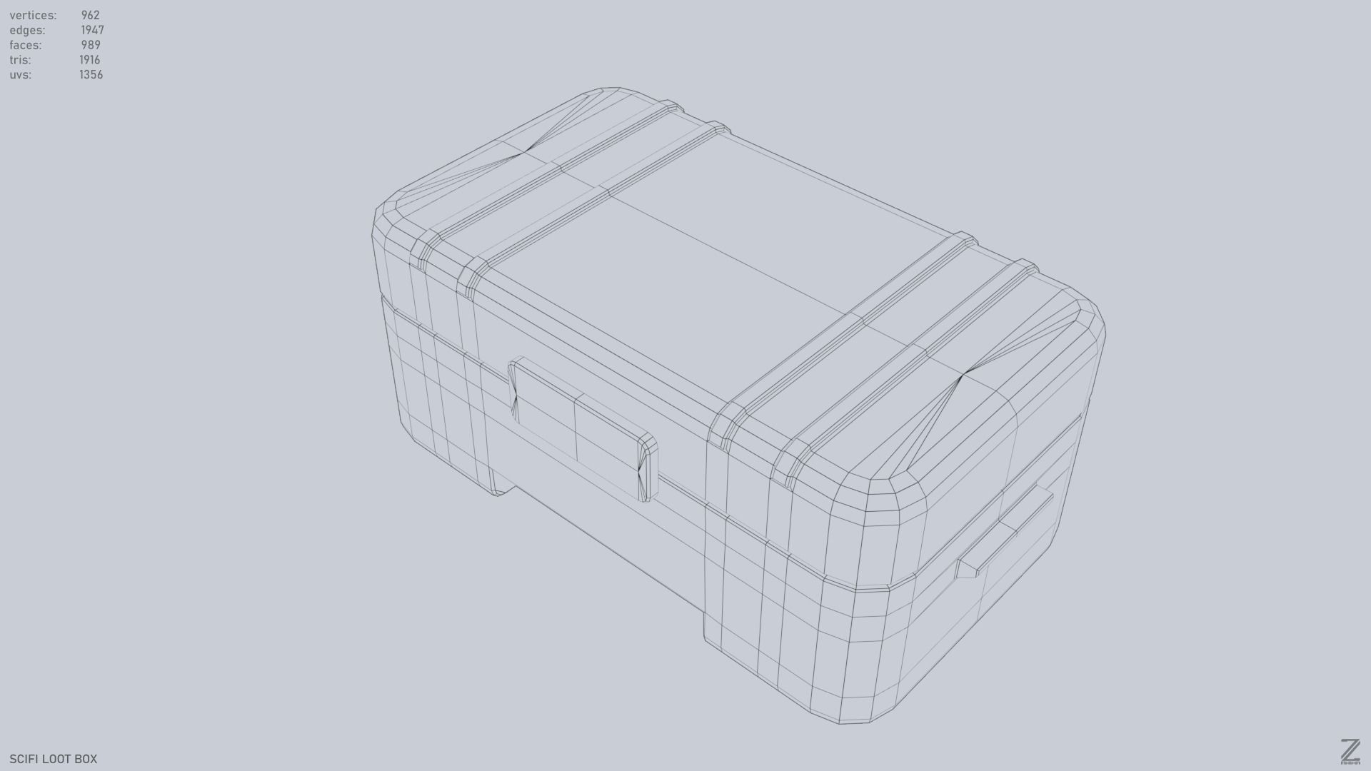 Scifi loot box Low-poly 3D model_10