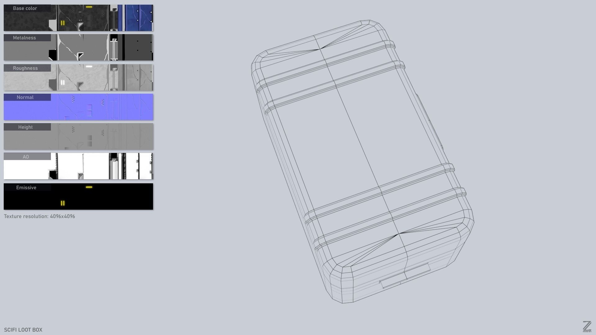 Scifi loot box Low-poly 3D model_3