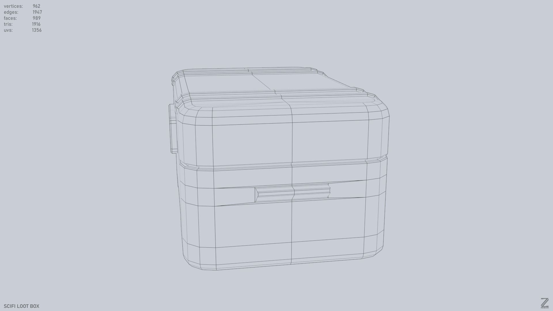 Scifi loot box Low-poly 3D model_11