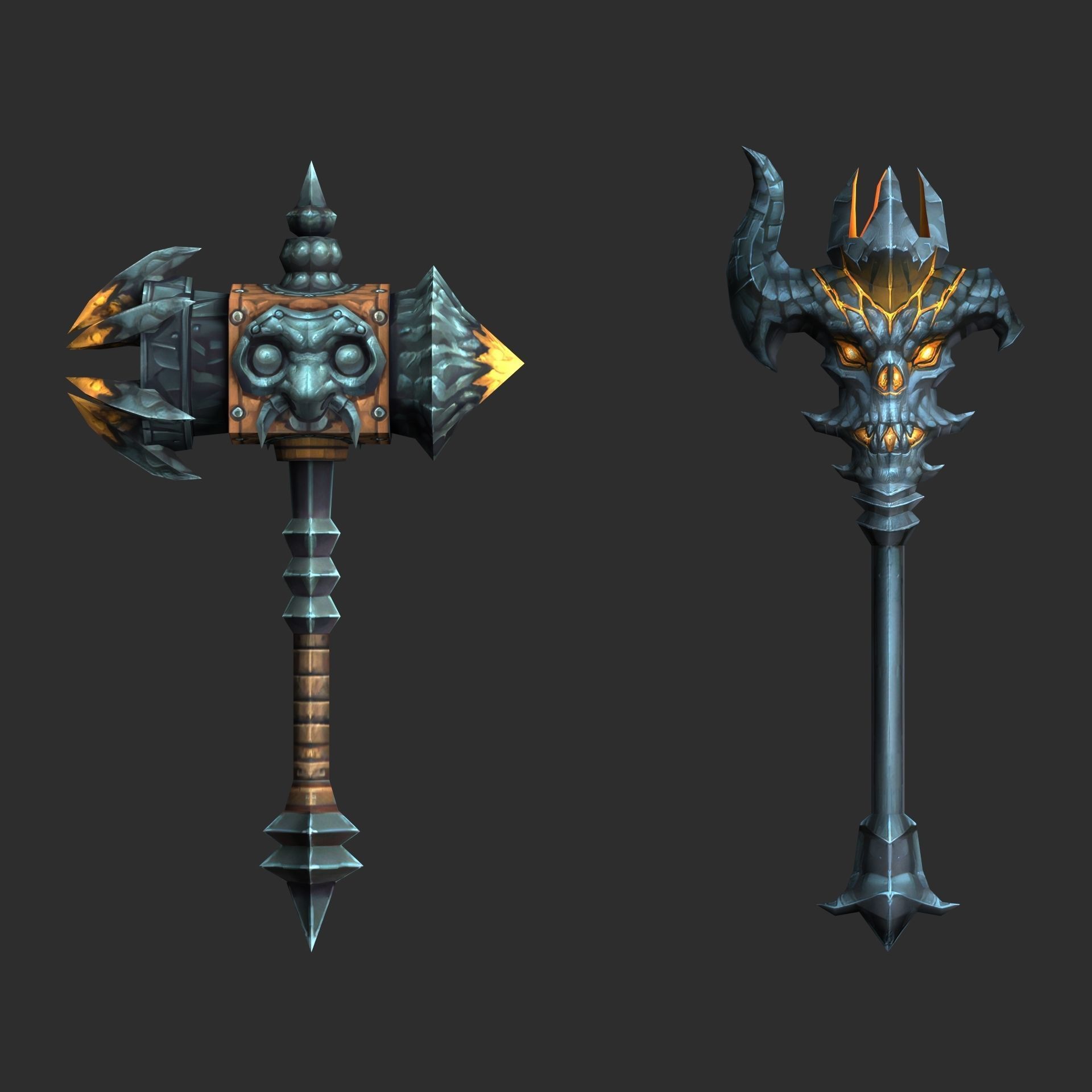 Fantasy Axe Weapon Pack Low-poly 3D model_2