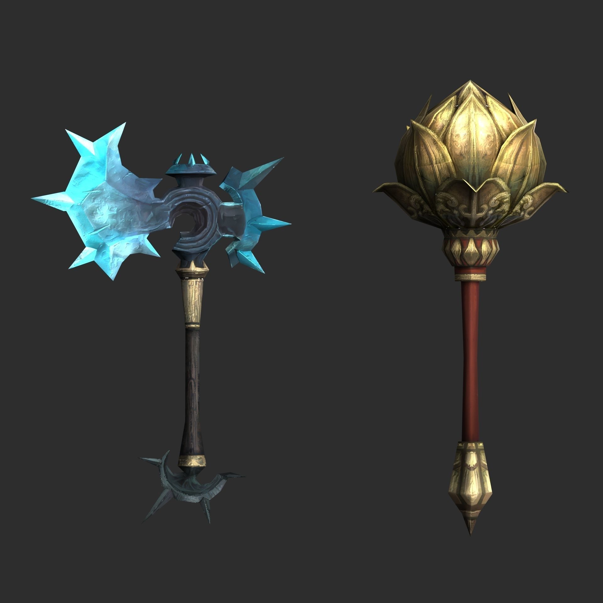 Fantasy Axe Weapon Pack Low-poly 3D model_3