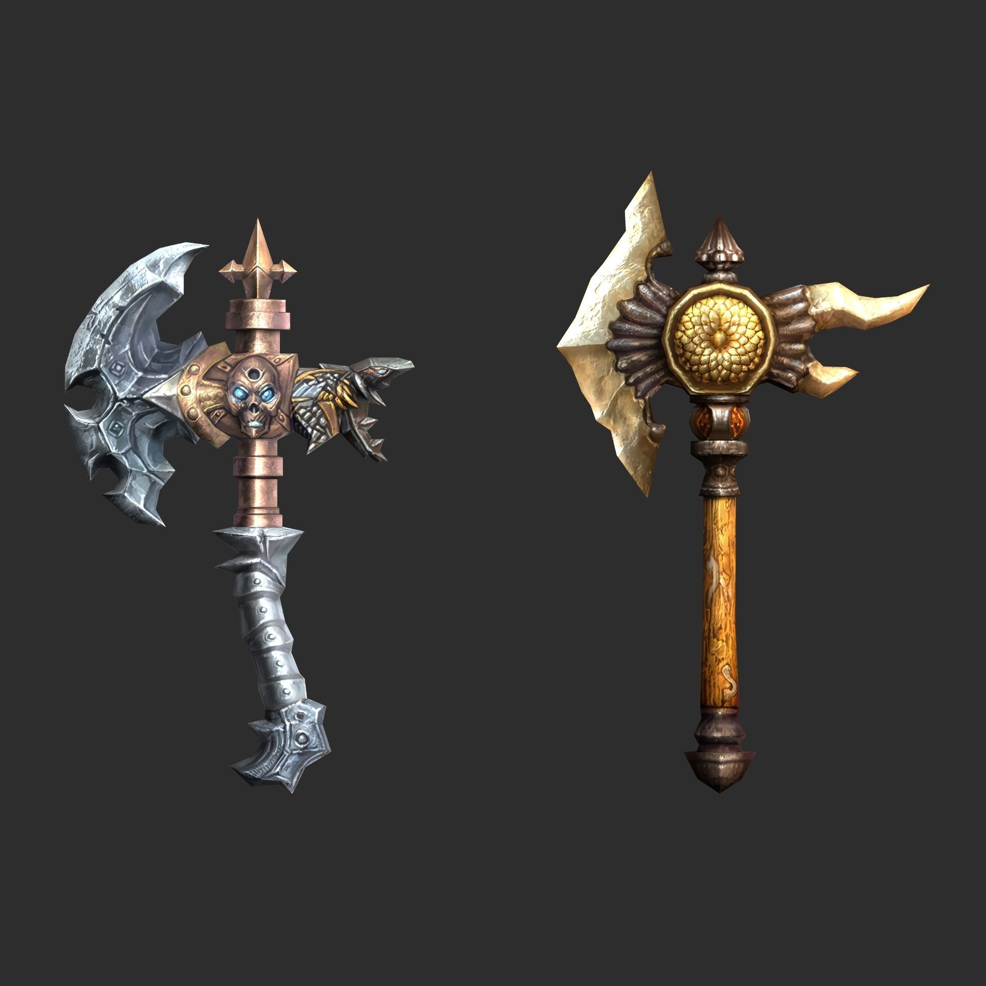 Fantasy Axe Weapon Pack Low-poly 3D model_1