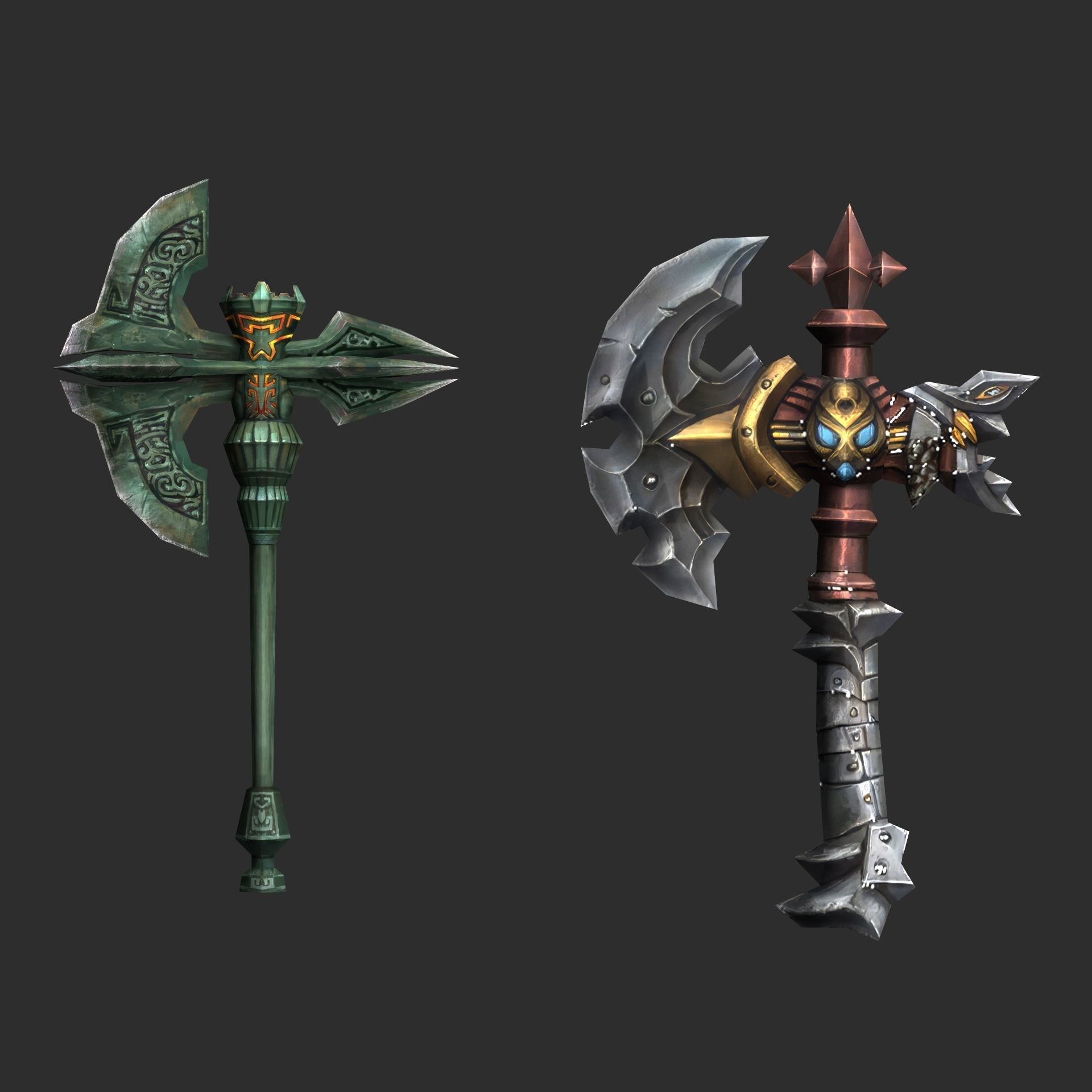 Fantasy Axe Weapon Pack Low-poly 3D model_4