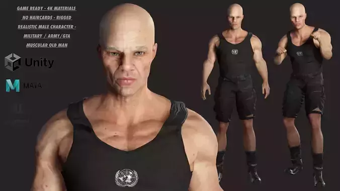 AAA 3D REALISTIC CHARACTER - BASEMESH MUSCULAR OLD MAN