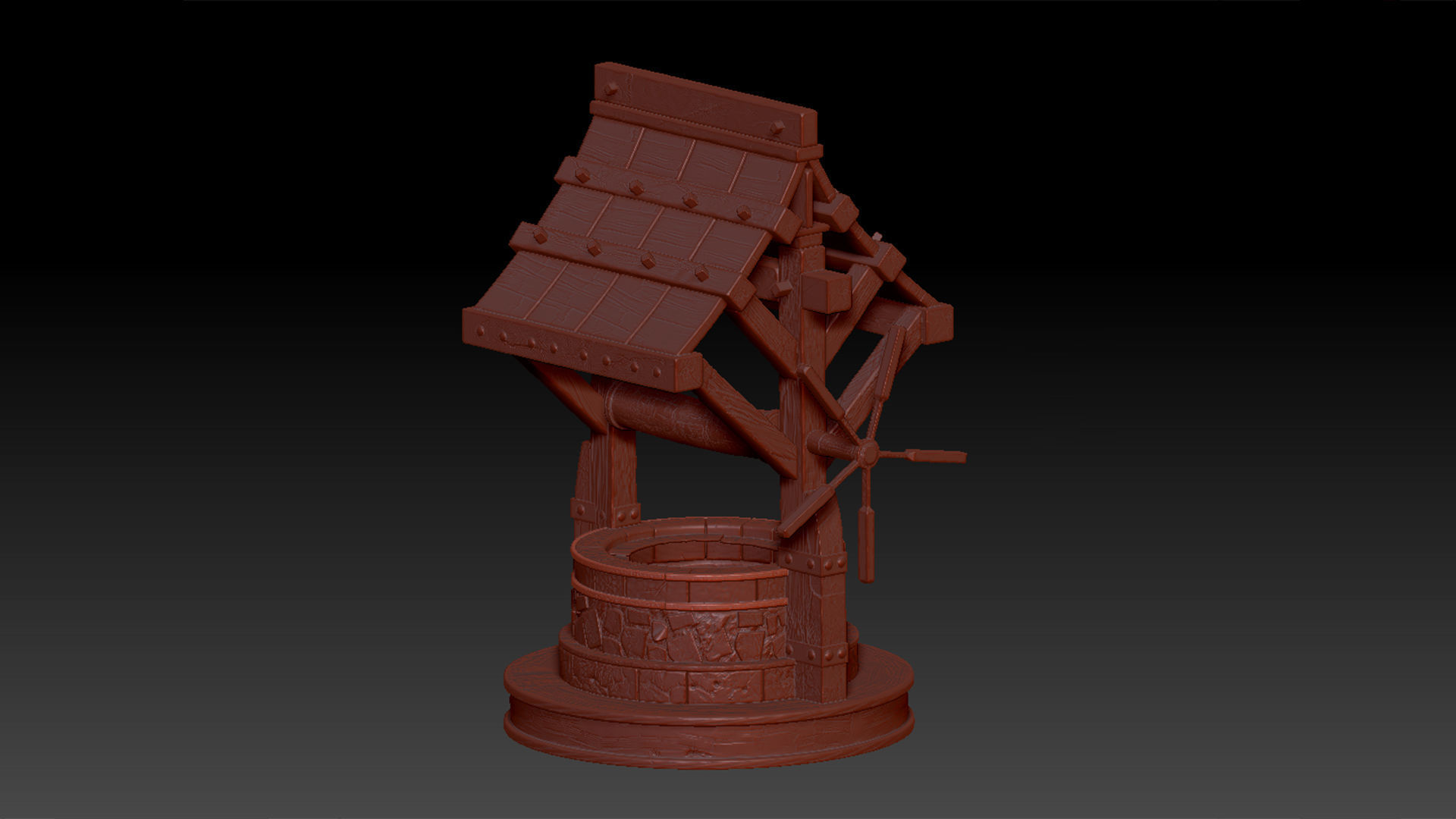 Gaming Low poly Well model  Low-poly 3D model_5
