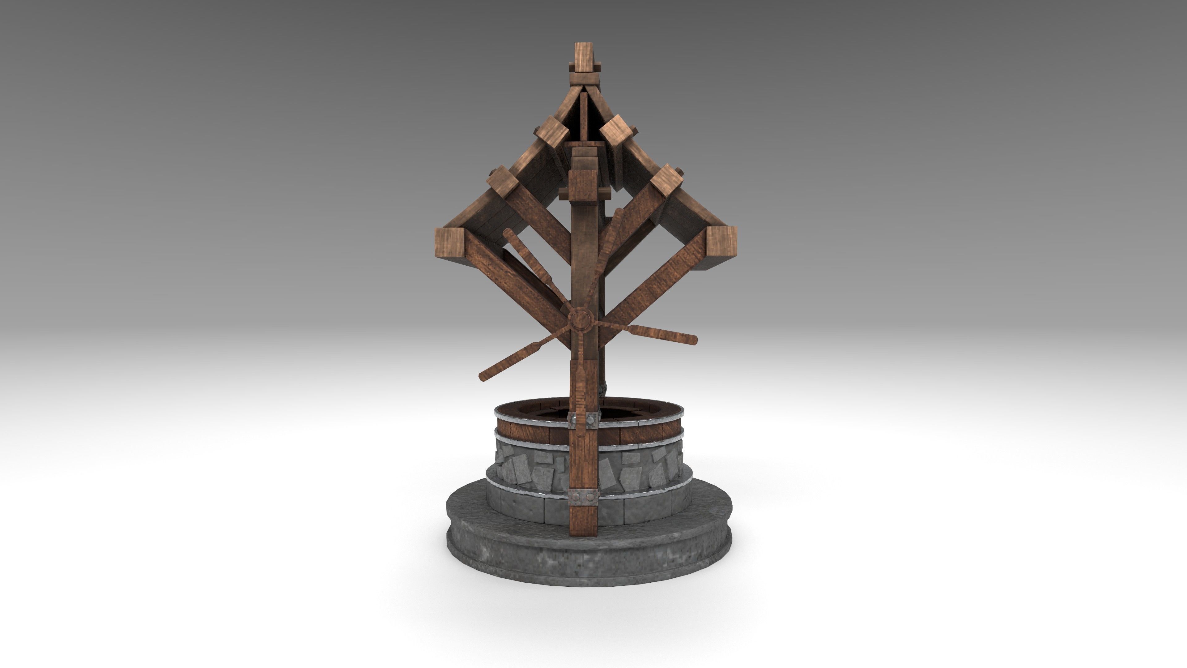 Gaming Low poly Well model  Low-poly 3D model_2