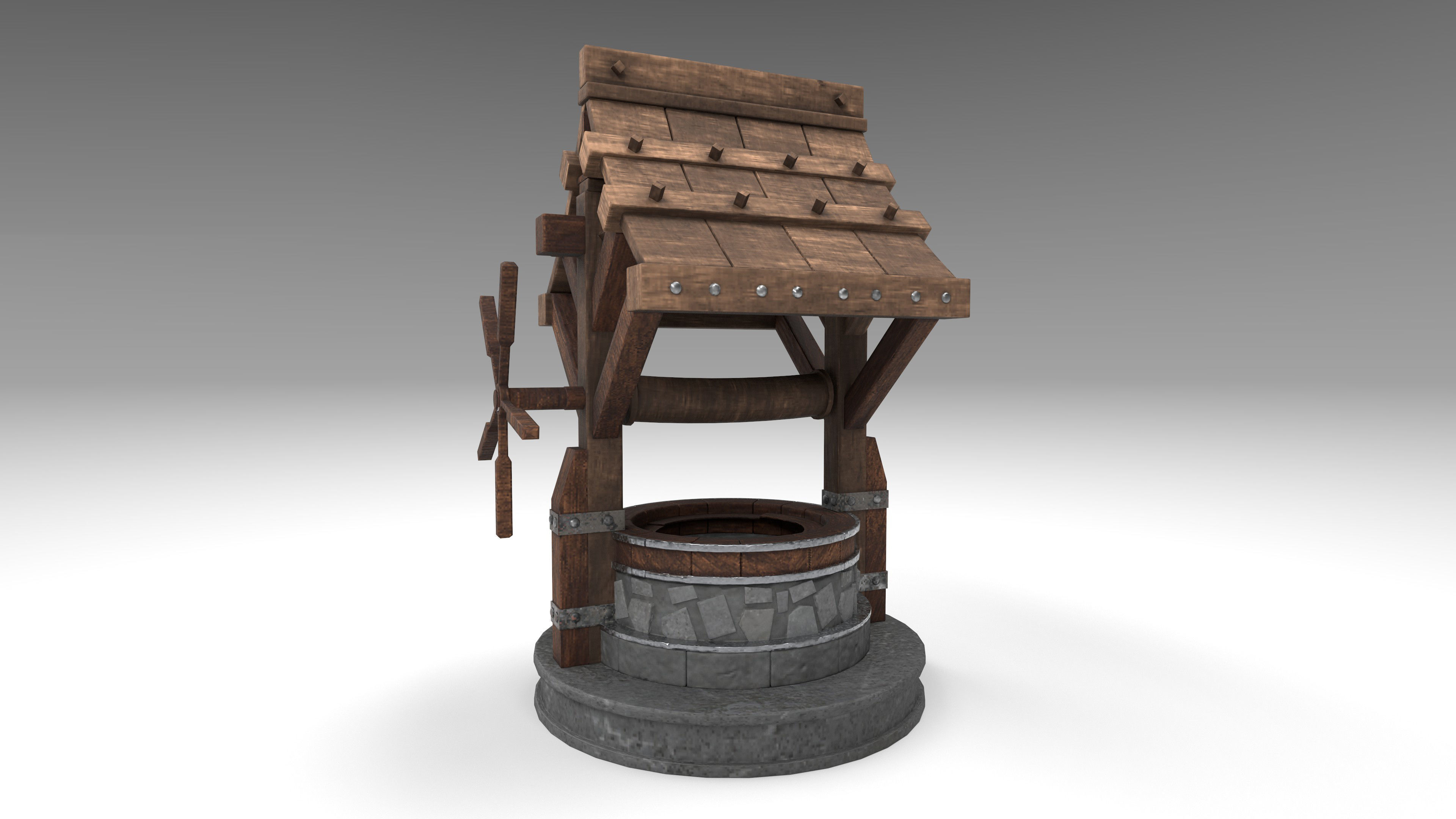 Gaming Low poly Well model  Low-poly 3D model_3