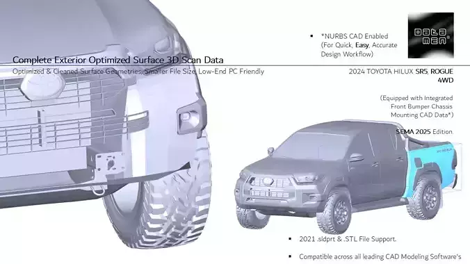 2024-25 TOYOTA HILUX Revo ROCCO Rogue 3D Scan Chassis Mount Data