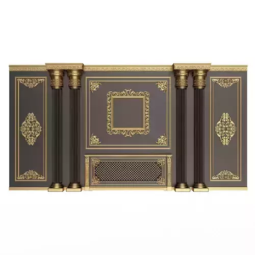 Boiserie Classic Wall with Mouldings 01 Black