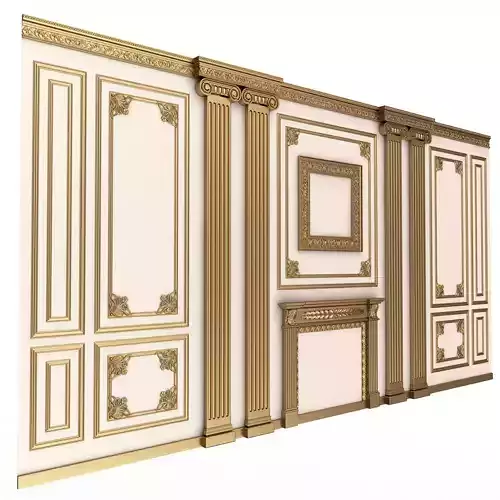 Boiserie Classic Wall with Mouldings 02 White