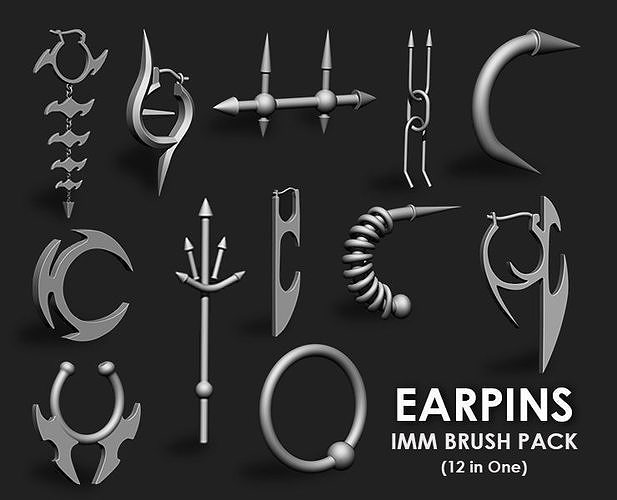 Earpin Collection IMM Brush Pack 12 in One 3D model