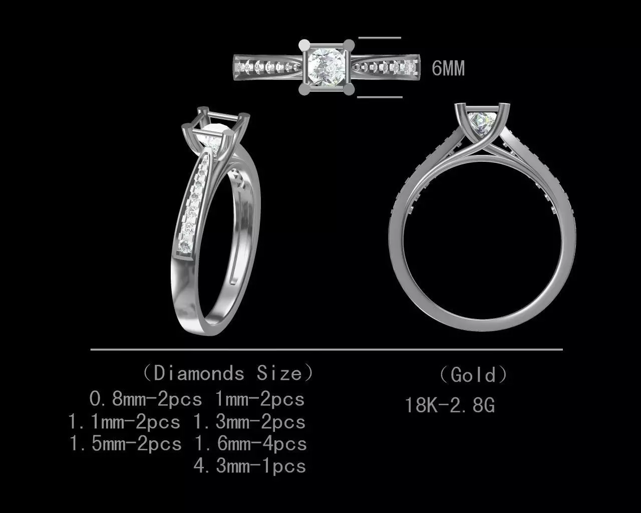 Simple design engagement diamond ring for women 3D model Free 3D print model