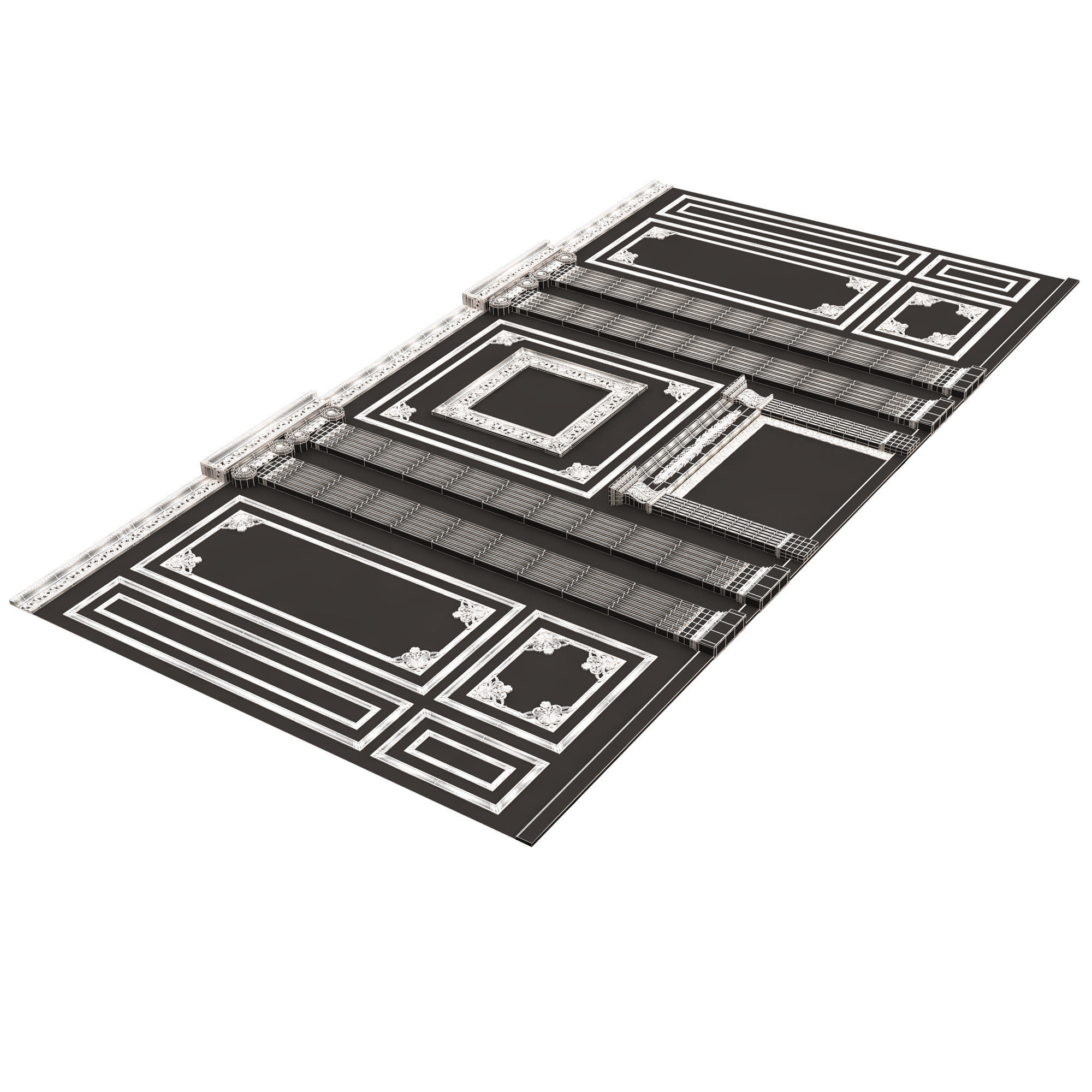 Boiserie Classic Wall with Mouldings 02 Black Low-poly 3D model_8