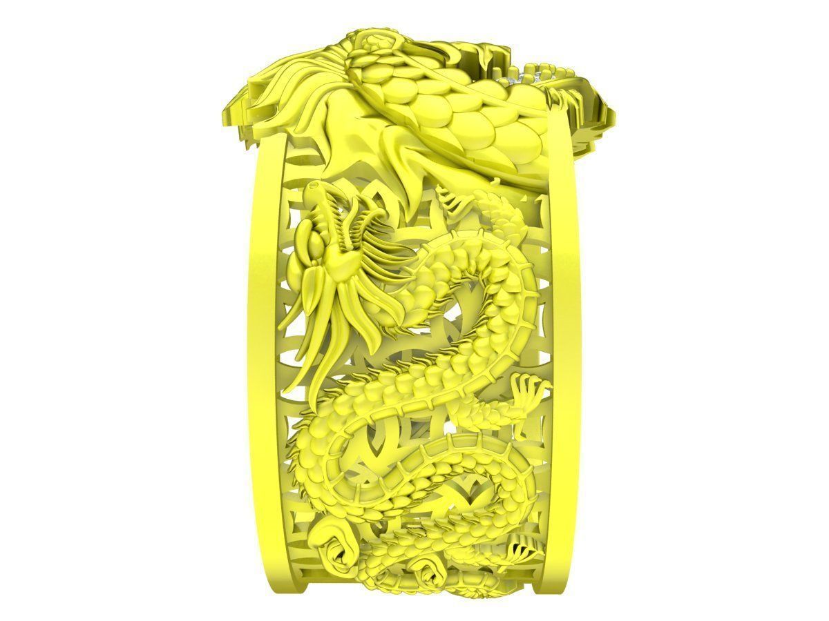 A6028 Fengshui Diamond Chinese Dragon Men Ring 3D print model_2