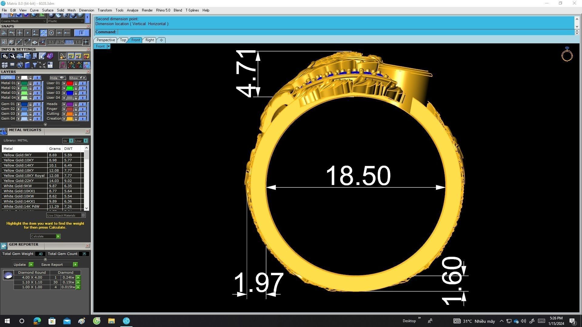 A6028 Fengshui Diamond Chinese Dragon Men Ring 3D print model_7