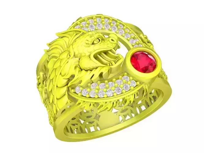 A6028 Fengshui Diamond Chinese Dragon Men Ring