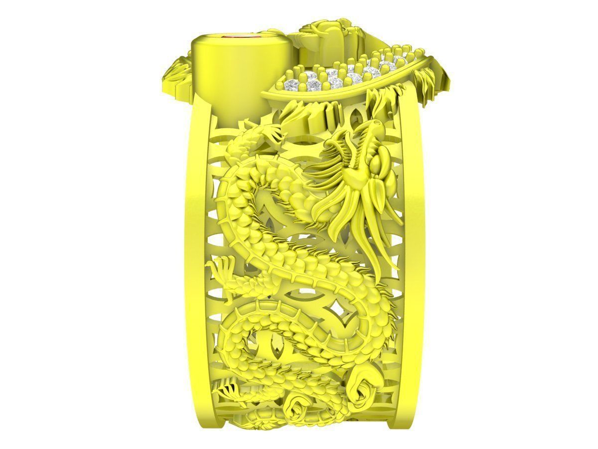 A6028 Fengshui Diamond Chinese Dragon Men Ring 3D print model_3