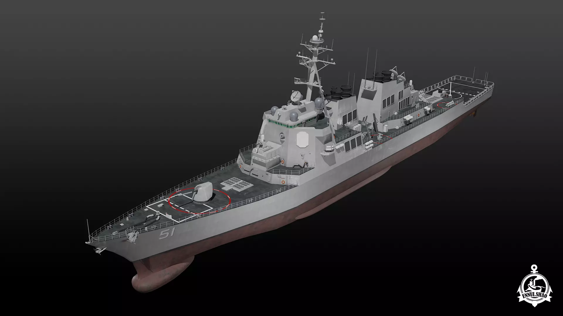 USS Arleigh Burke Low-poly 3D model