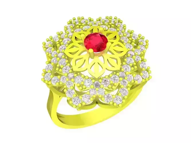 A6064 Luxury Korean Style Flower Diamond Women Ring