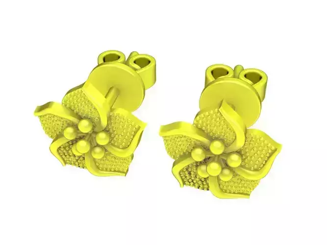 A6085 Gold Flower Stud Earrings