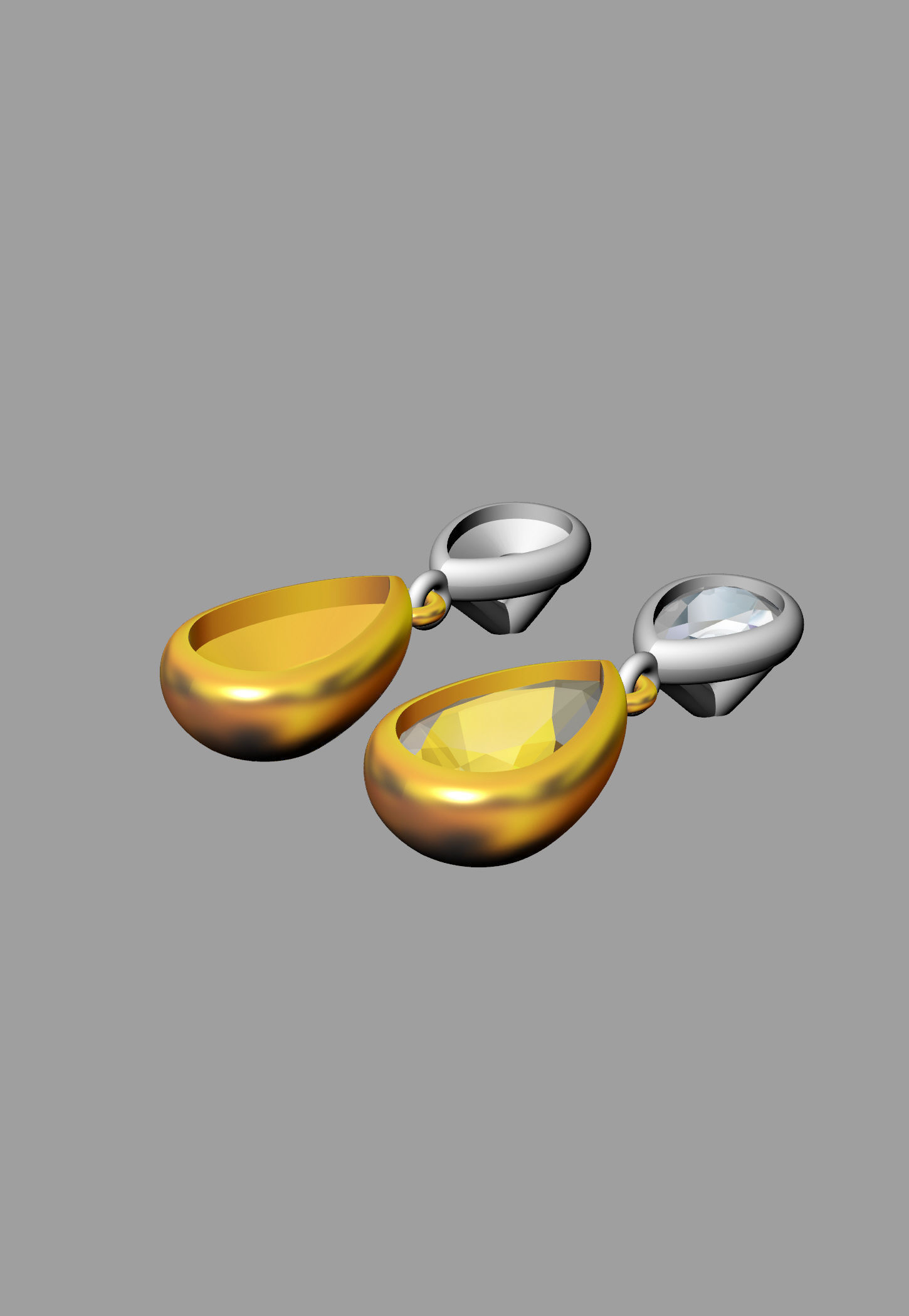 Bezel Pear Shape Earrings 3D print model_4