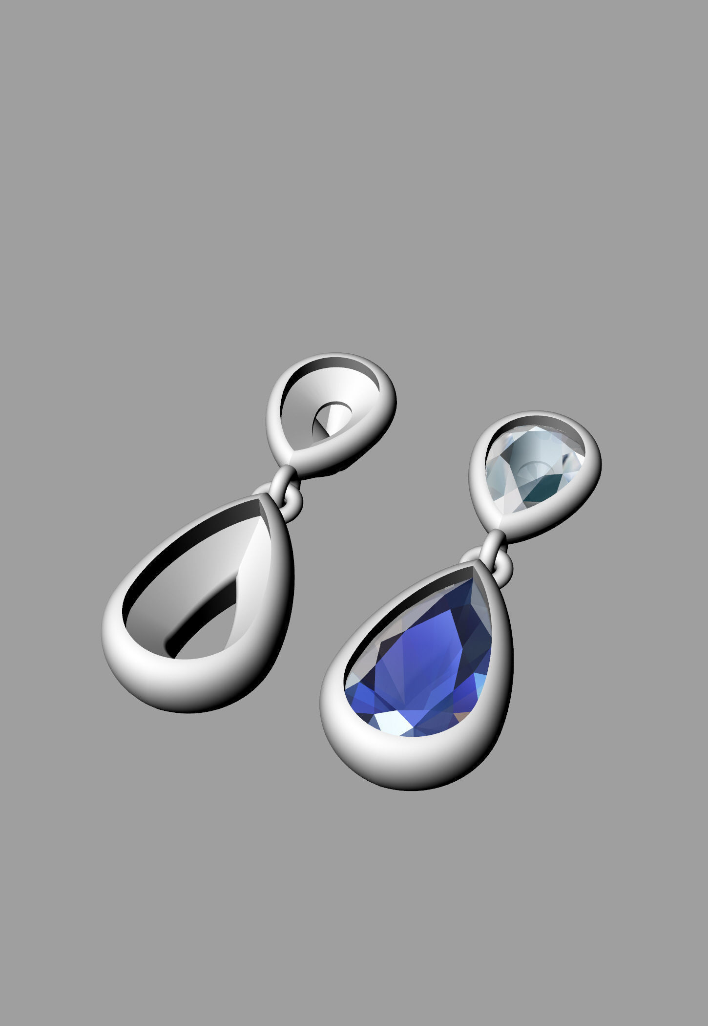 Bezel Pear Shape Earrings 3D print model_6