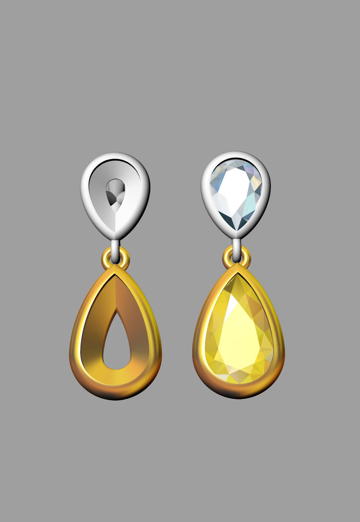Bezel Pear Shape Earrings 3D print model_3