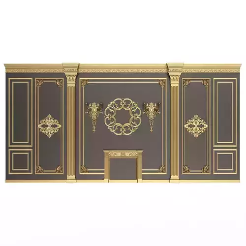 Boiserie Classic Wall with Mouldings 03 Black