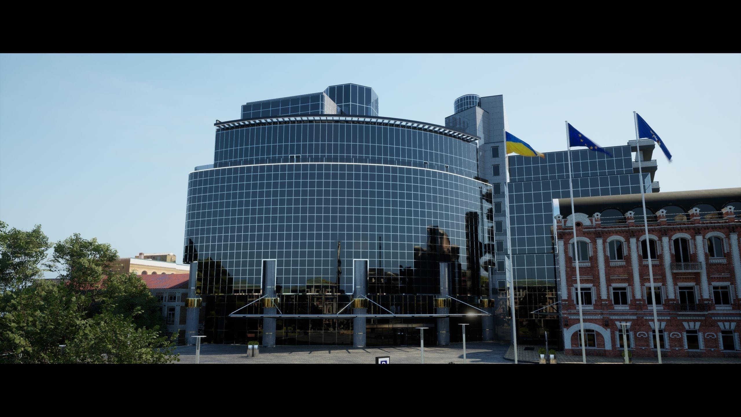 Skyline View Hotel and office buildings 3D Model Low-poly 3D model_10