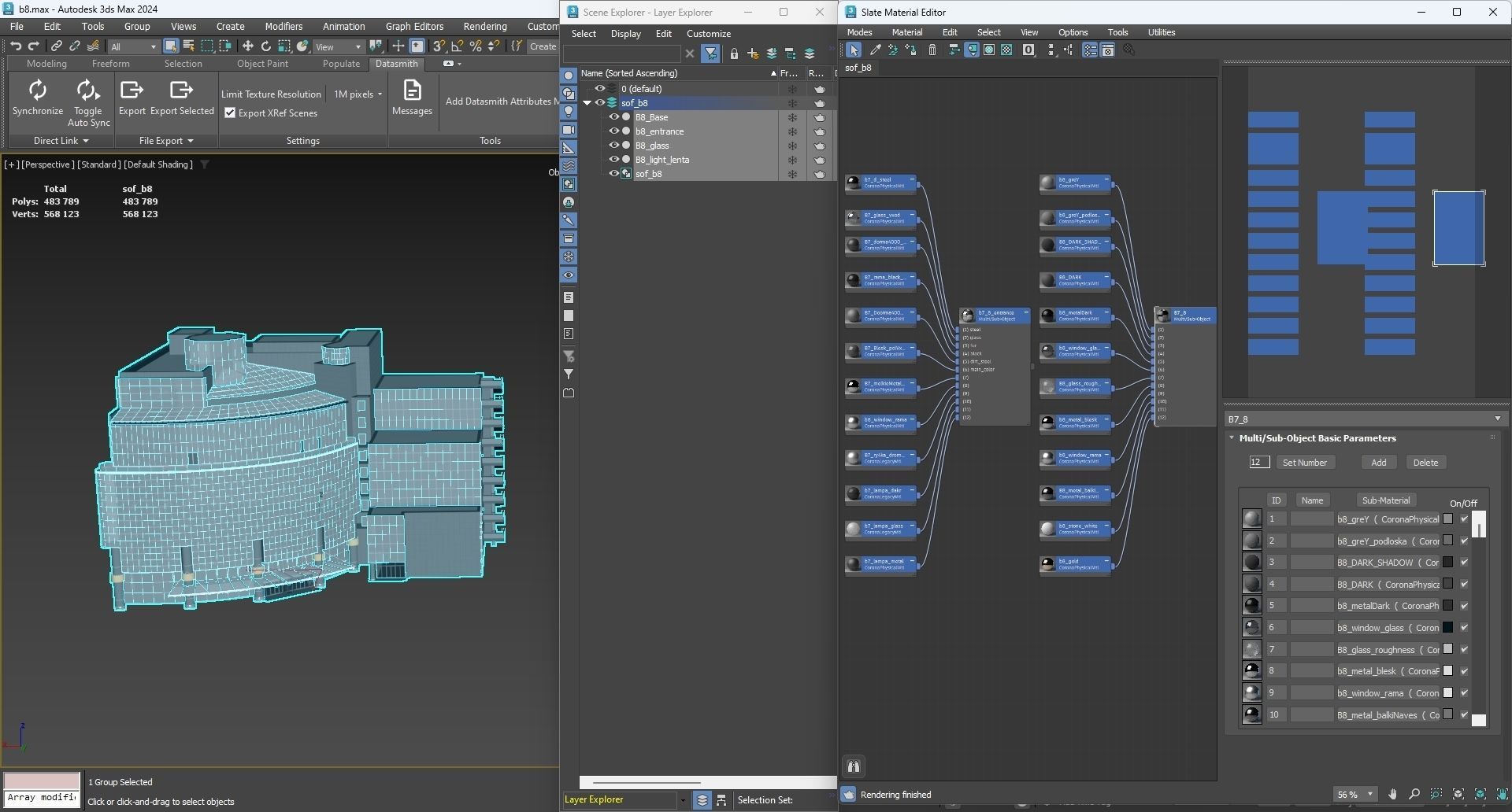 Skyline View Hotel and office buildings 3D Model Low-poly 3D model_9