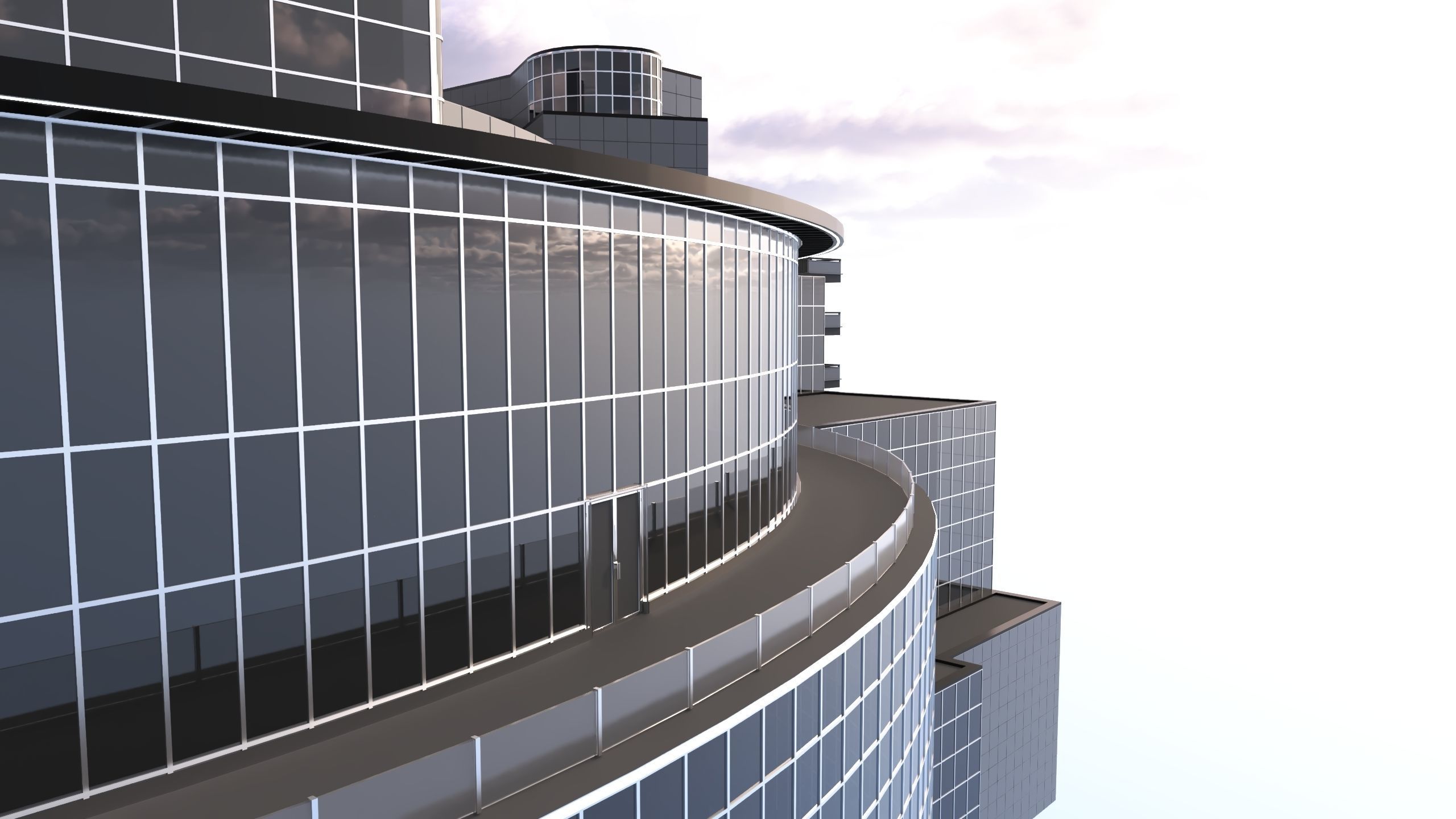 Skyline View Hotel and office buildings 3D Model Low-poly 3D model_7