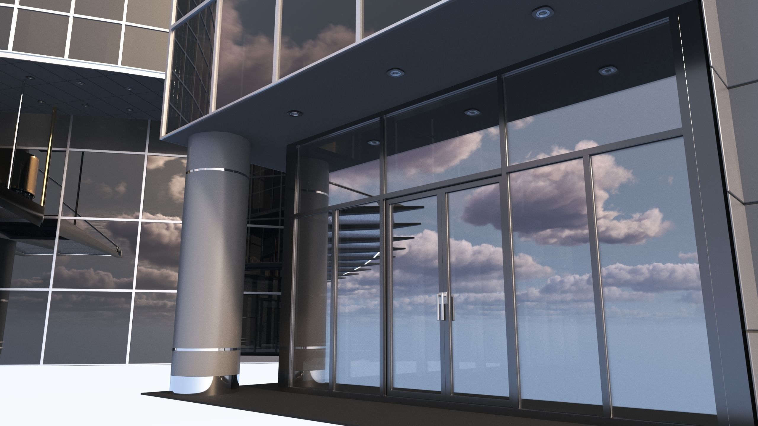 Skyline View Hotel and office buildings 3D Model Low-poly 3D model_8