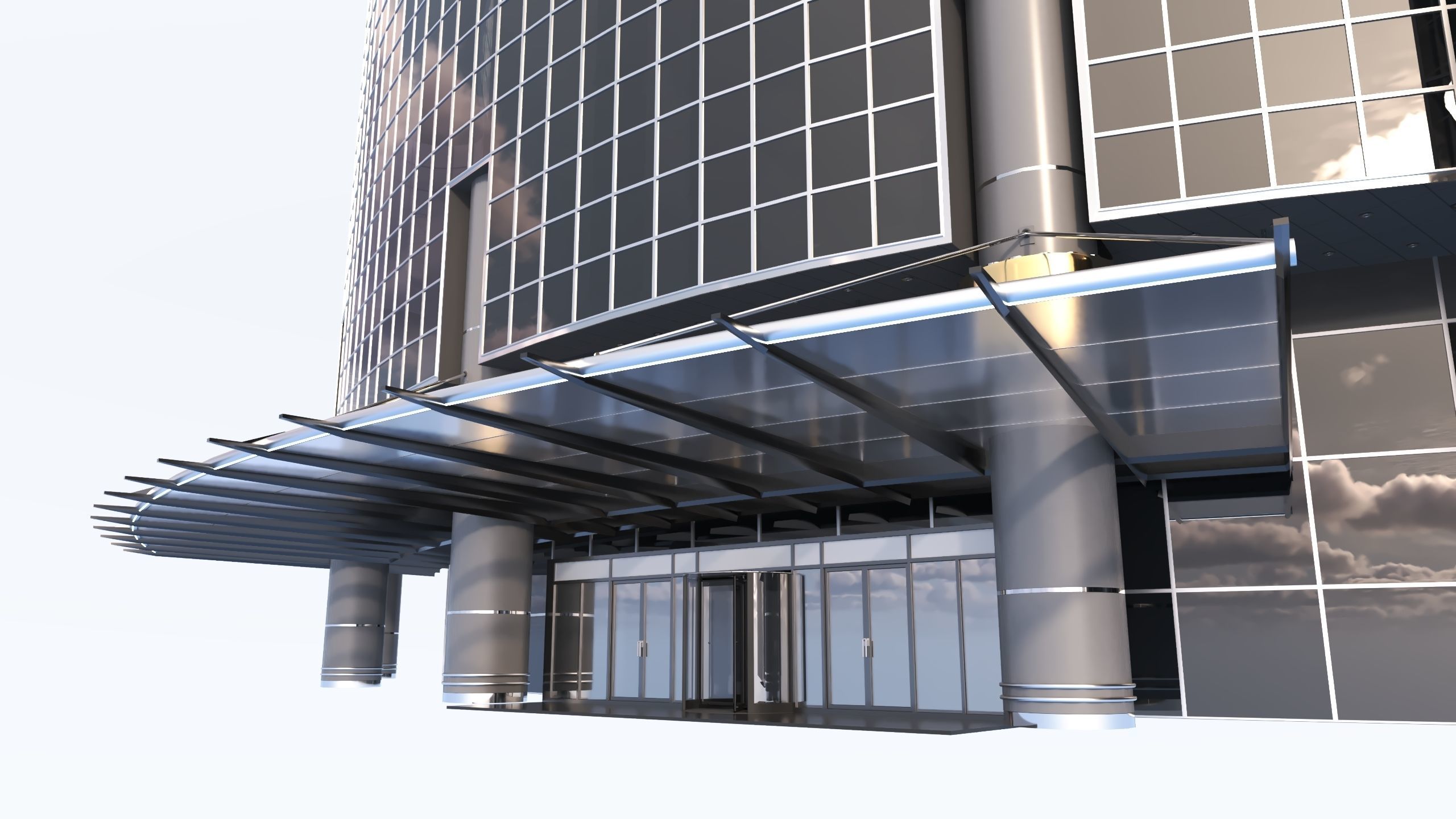 Skyline View Hotel and office buildings 3D Model Low-poly 3D model_4