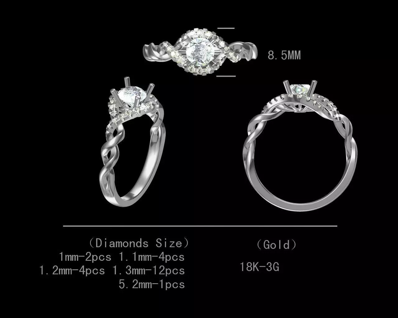 beautiful design engagement diamond ring for women 3D model Free 3D print model